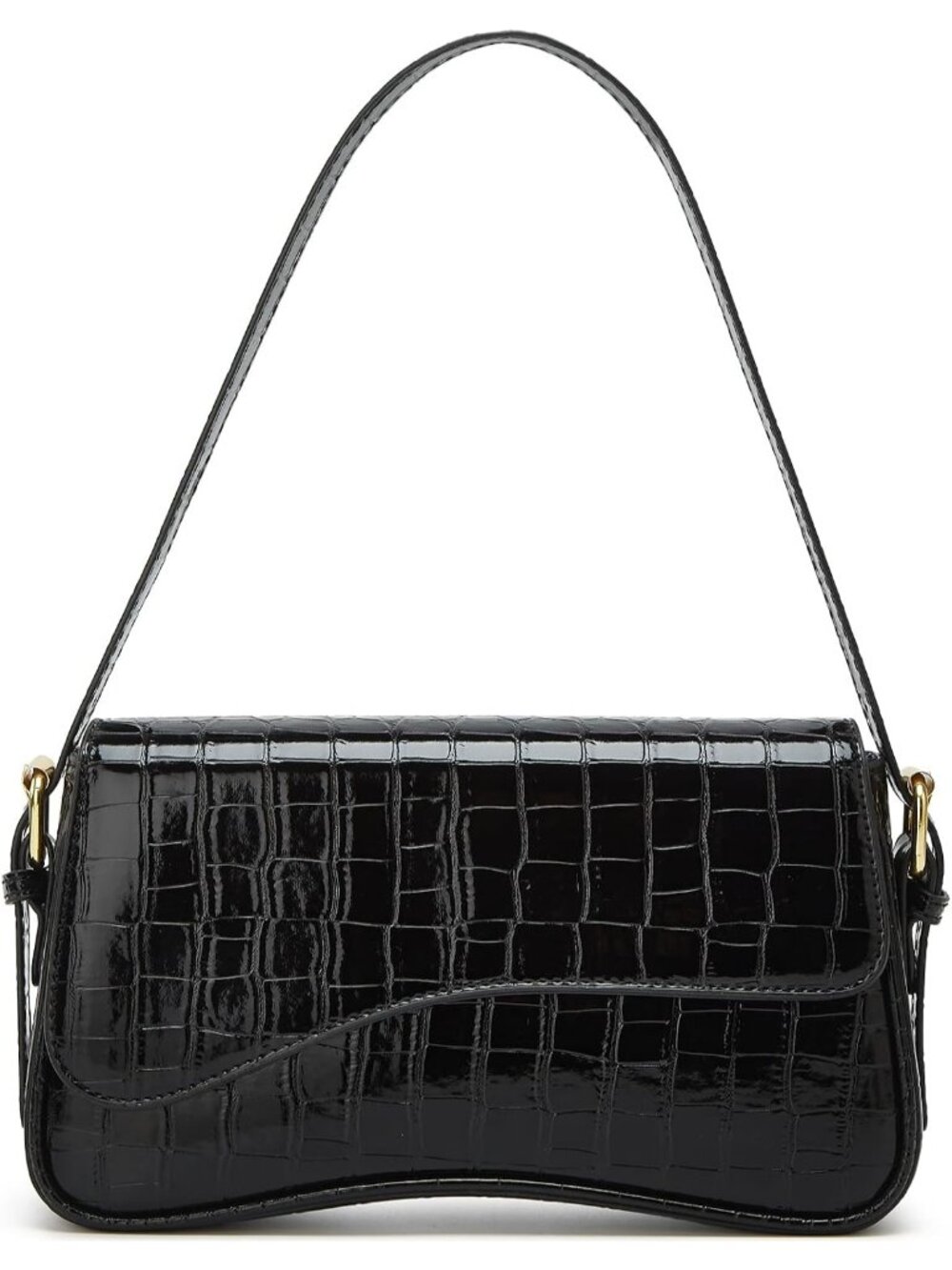 👜Women's Patent-Black PU Leather Y2K Shoulder Bag Underarm Crossbody Purse